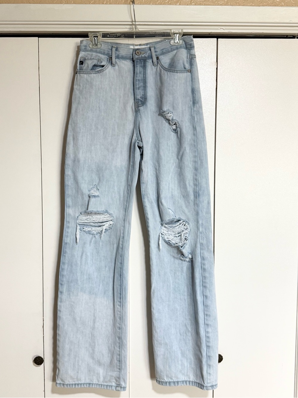 Kancan Arlo Light Wash Distressed Wide Leg Jeans | High Rise 90s Denim - Picture 3 of 7